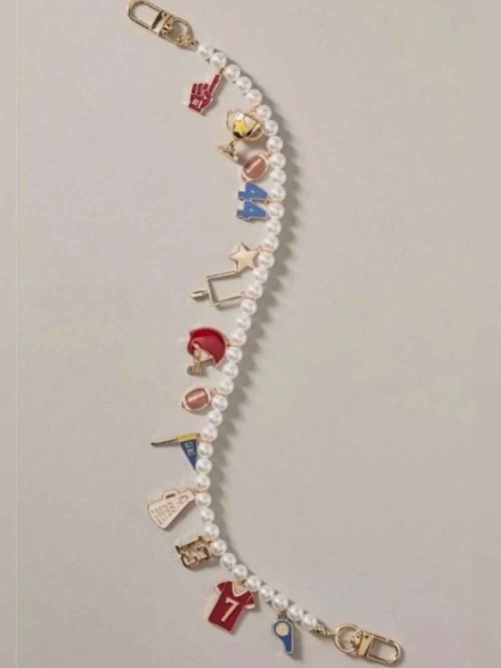 Anthropologie Pearl Football Bag Charm